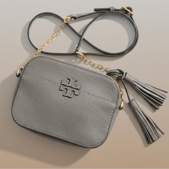 TORY BURCH Pebbled Leather Camera Bag in Silver Maple - Picture 11 of 11